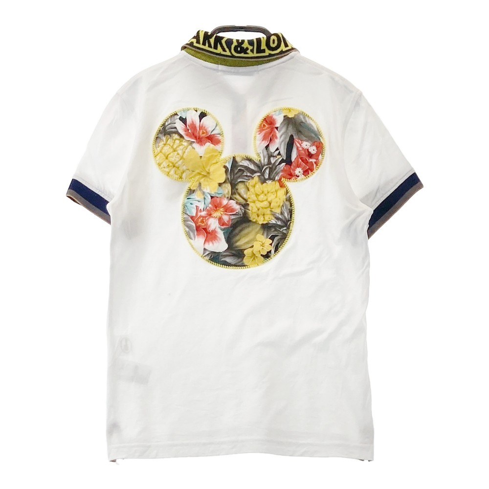 MARK&LONA マークアンドロナ ×ディズニー 半袖ポロシャツ スカルワッペン ホワイト系 S 【中古】ゴルフウェア レディース