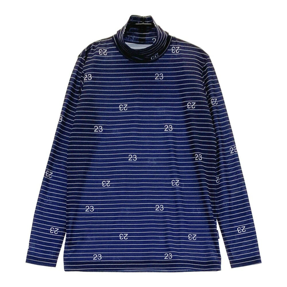 23区GOLF ニジュウサンクゴルフ ハイネック 長袖Tシャツ 総柄 ネイビー系 2 【中古】ゴルフウェア レデ..