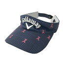 CALLAWAY キャロウェイ サンバイザー 千鳥格子 × 総柄 ネイビー系 FR 【中古】ゴルフウェア
