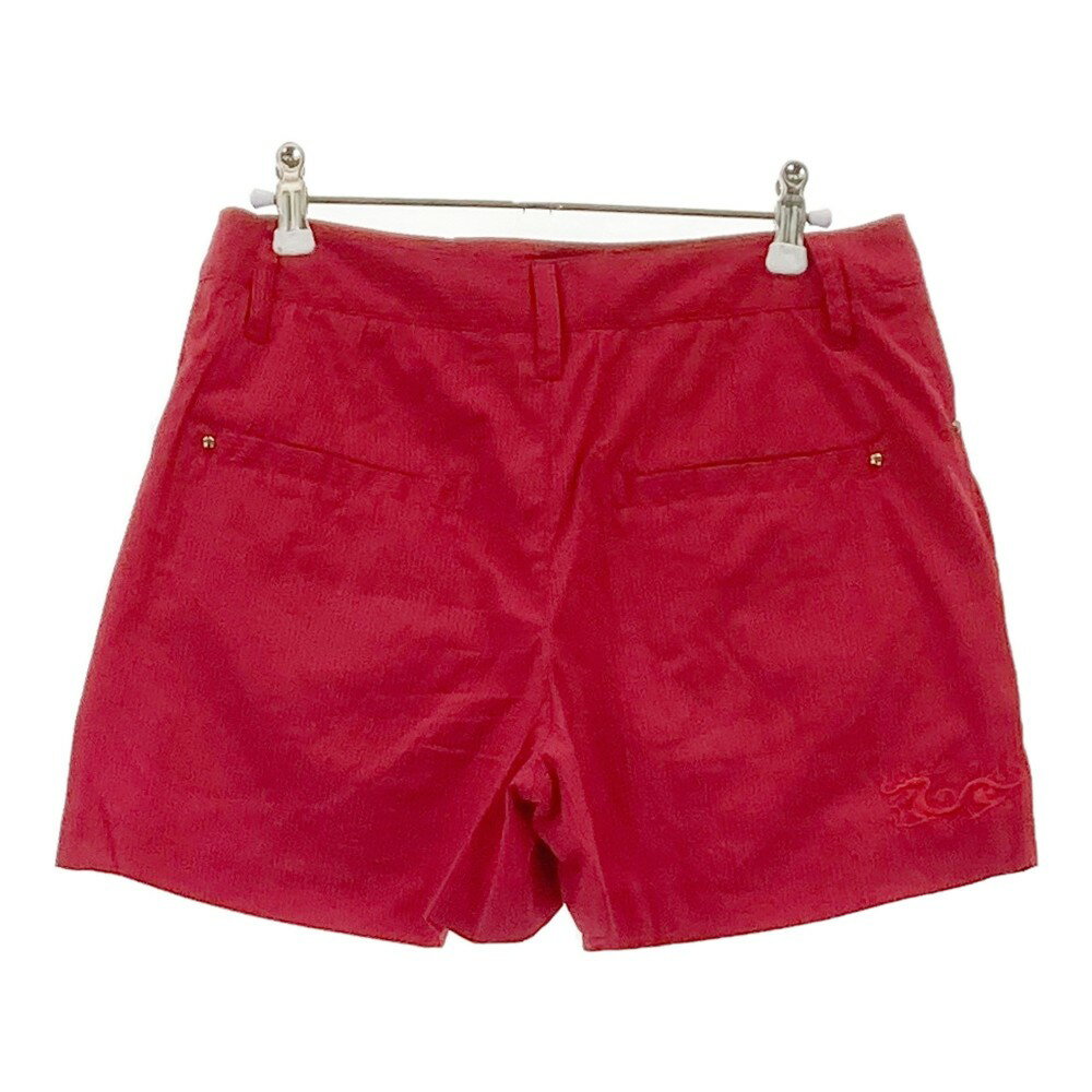 DANCE WITH DRAGON ダンスウィズドラゴン キュロットスカート シアサッカー ストライプ柄 レッド系 3 【中古】ゴルフウェア レディース