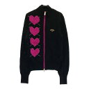 CALLAWAY キャロウェイ ニットジャケット ハート柄 ブラック系 M 【中古】ゴルフウェア レディース