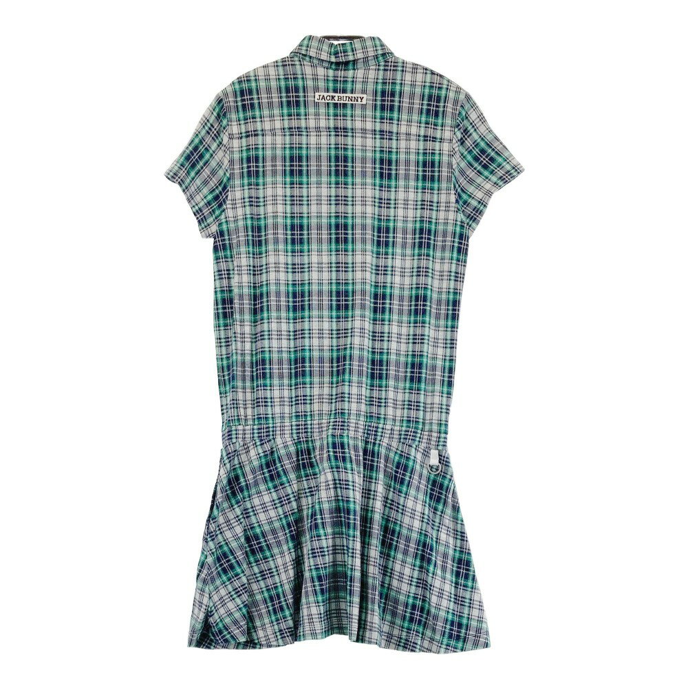 JACK BUNNY ジャックバニー 半袖ワンピース ボタンダウン チェック柄 グリーン系 2 【中古】ゴルフウェア レディース