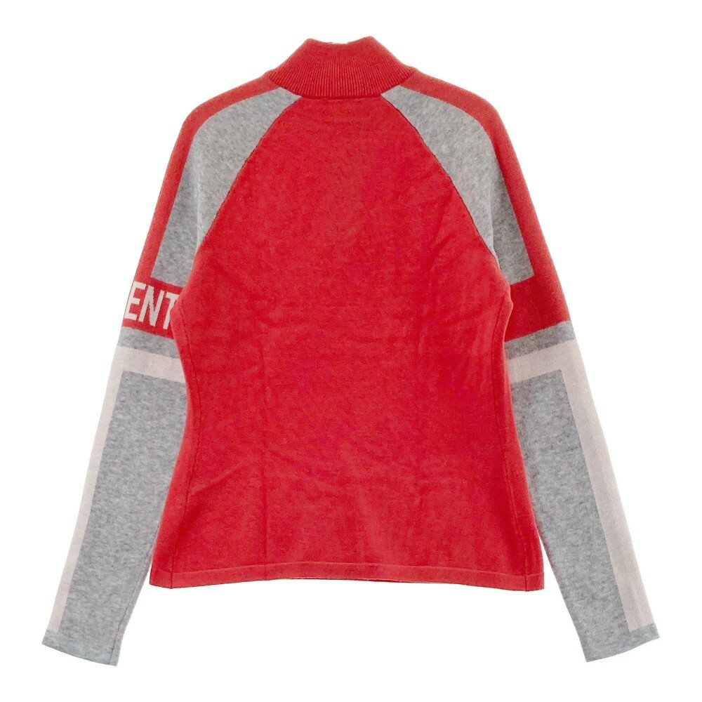 DESCENTE GOLF デサントゴルフ ウール混 ハーフジップ ニットセーター レッド系 S 【中古】ゴルフウェア レディース