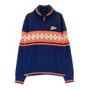 FILA GOLF フィラゴルフ ハーフジップ ニットセーター ネイビー系 L 【中古】ゴルフウェア レディース