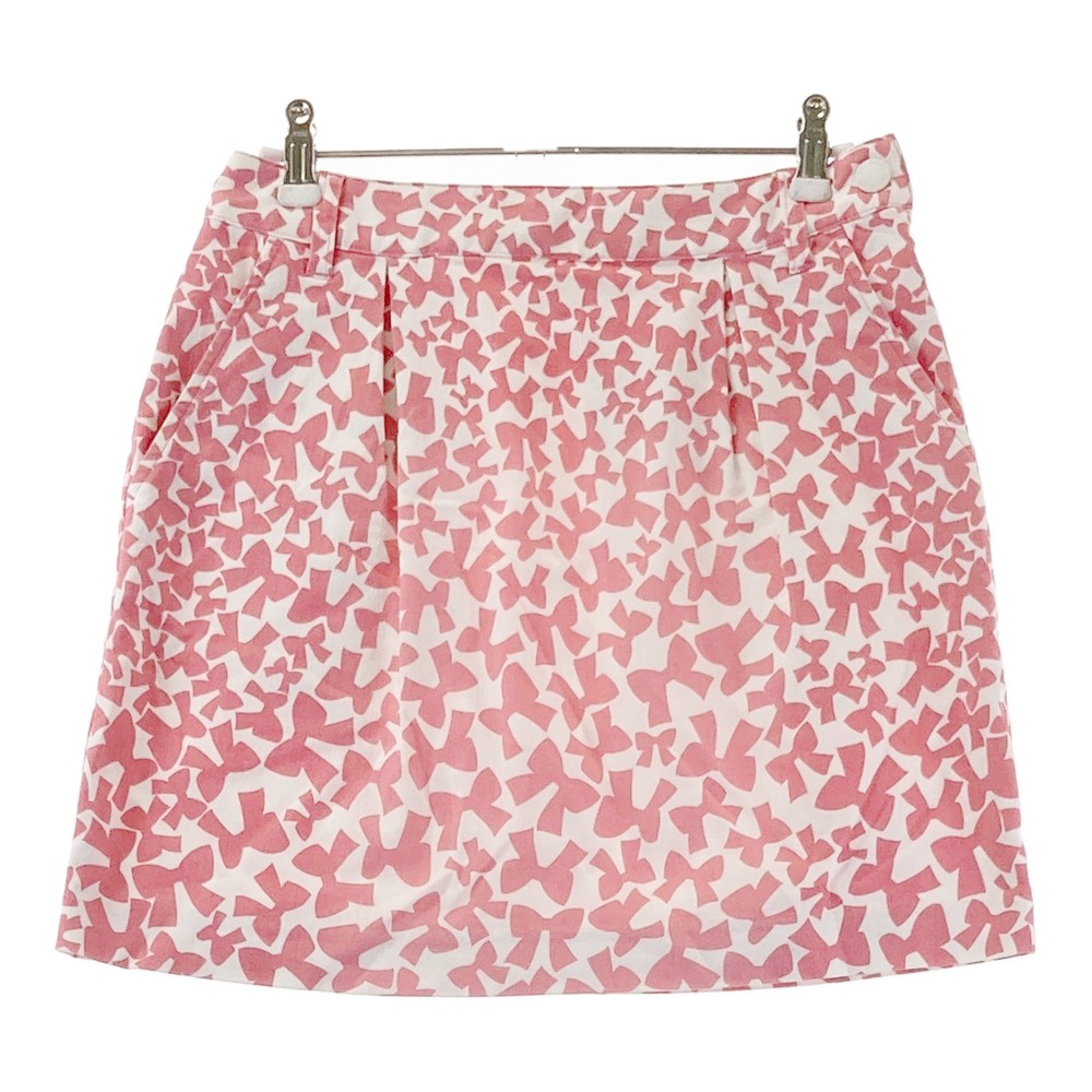 23区GOLF ニジュウサンクゴルフ ストレッチスカート リボン総柄 ピンク系 61 【中古】ゴルフウェア レ..