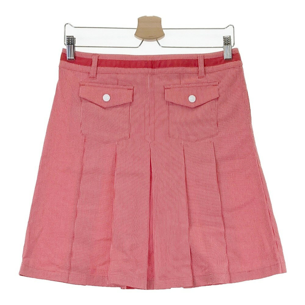 NEW BALANCE GOLF ニューバランス プリーツスカート シアサッカー ストライプ柄 レッド系 0 【中古】ゴ..