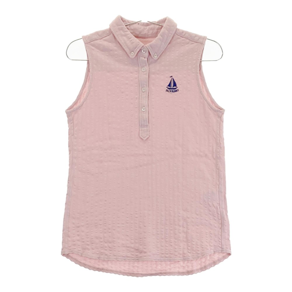 JACK BUNNY ジャックバニー ノースリーブ ポロシャツ ボタンダウン ピンク系 2 【中古】ゴルフウェア レディース