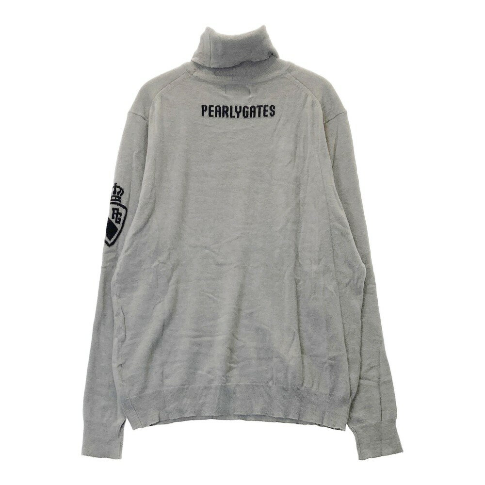 PEARLY GATES パーリーゲイツ タートルネック ニットセーター グレー系 2 【中古】ゴルフウェア レディース