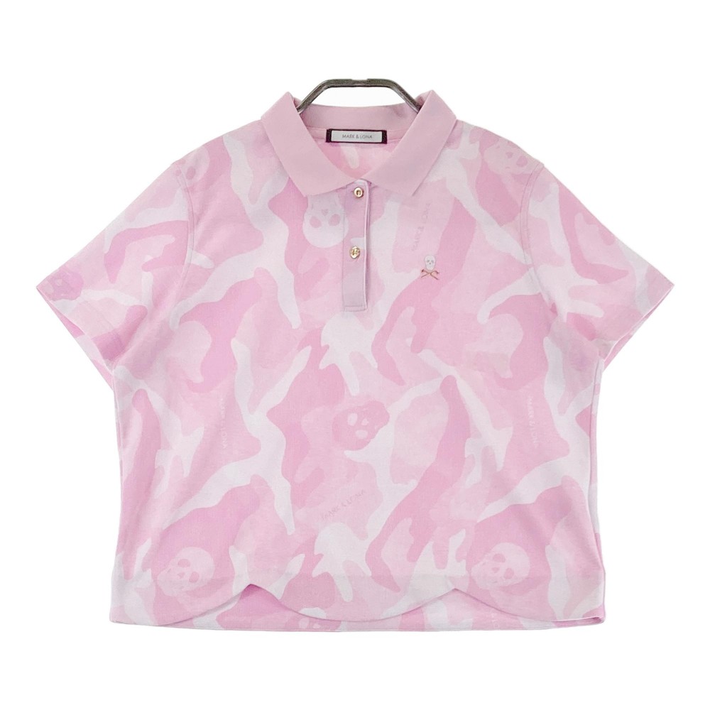MARK&LONA マークアンドロナ 半袖ポロシャツ カモフラ柄 ピンク系 38 【中古】ゴルフウェア レディース