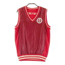 PEARLY GATES パーリーゲイツ リバーシブルVネックニットベスト ウール混 千鳥柄 レッド系 1 【中古】ゴルフウェア レディース