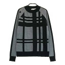 DESCENTE GOLF デサントゴルフ 2022年モデル ウール混 ハイネック ニットセーター チェック柄 グレー系 M 【中古】ゴルフウェア レディース