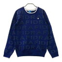 FIDRA フィドラ クルーネック ニットセーター 総柄 ネイビー系 L 【中古】ゴルフウェア レディース