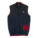 M.U SPORTS エムユースポーツ ウール ハーフジップ ニットジップベスト グレー系 42 【中古】ゴルフウェア レディース