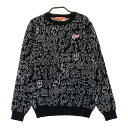 BEAMS GOLF ビームスゴルフ ×Keith Haring ウール混 ニットセーター 総柄 ブラック系 M 【中古】ゴルフウェア レディース
