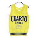 CUARTO UNITED クアルトユナイテッド Vネック ニットベスト ビックロゴ イエロー系 S 【中古】ゴルフウェア レディース