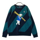 PEARLY GATES パーリーゲイツ ウール ニットセーター スキーベア ボーダー柄 ネイビー系 1 【中古】ゴルフウェア レディース