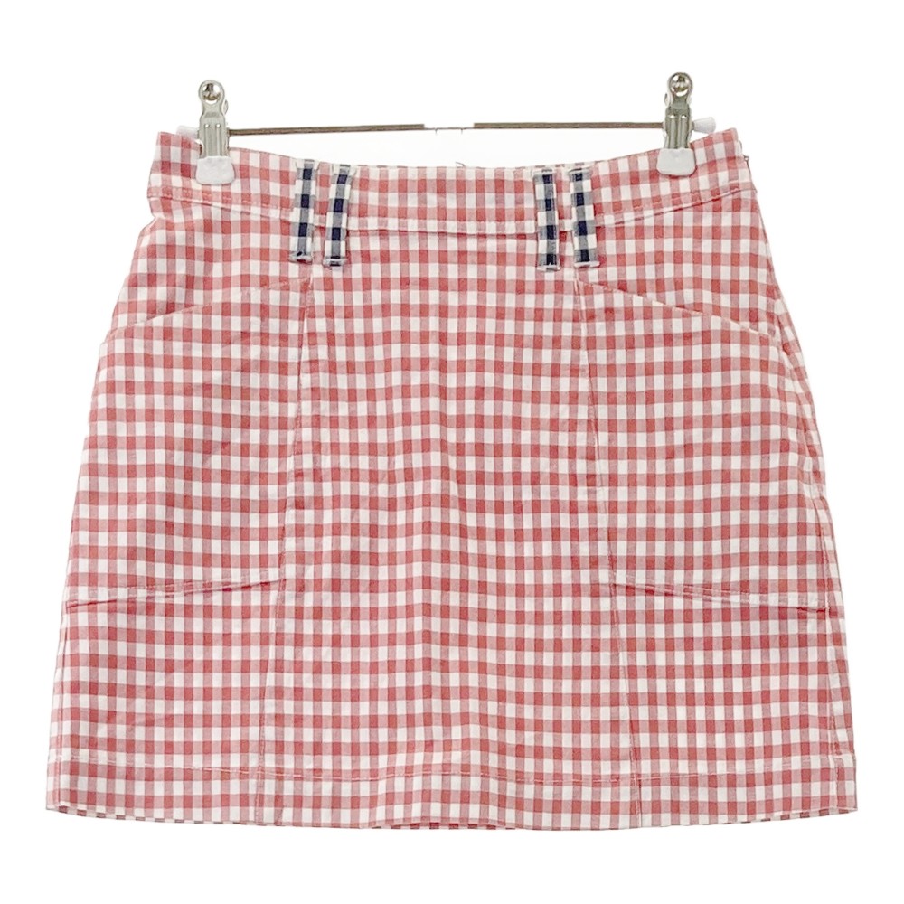 ZOY ゾーイ ストレッチスカート チェック柄 レッド系 36 【中古】ゴルフウェア レディース