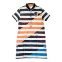 MUNSING WEAR マンシングウェア 半袖 ポロワンピース ボーダー柄 ホワイト系 M 【中古】ゴルフウェア レディース