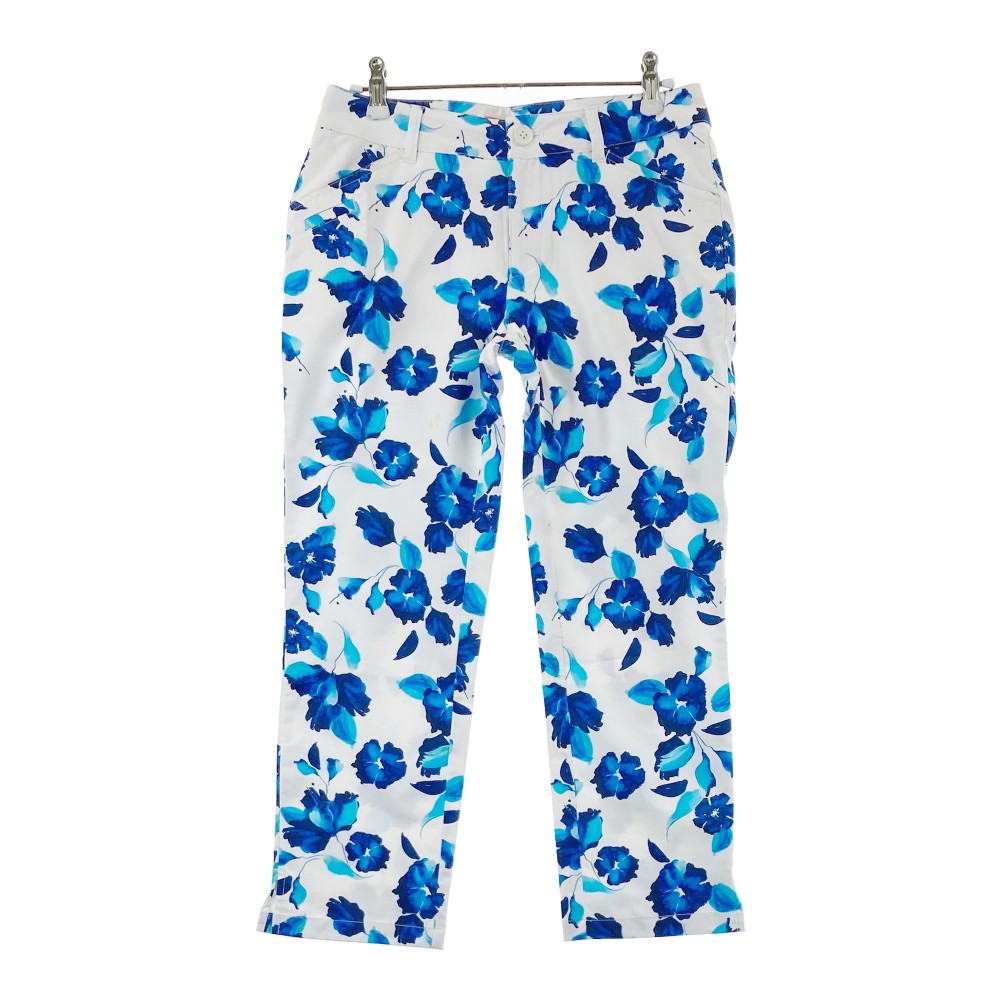 BEAMS GOLF ビームスゴルフ クロップド パンツ 花柄 ホワイト系 S 【中古】ゴルフウェア レディース