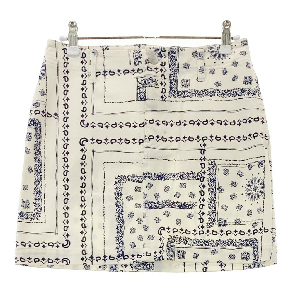 ROSASEN ロサーセン ストレッチスカート ペイズリー柄 ホワイト系 S 【中古】ゴルフウェア レディース