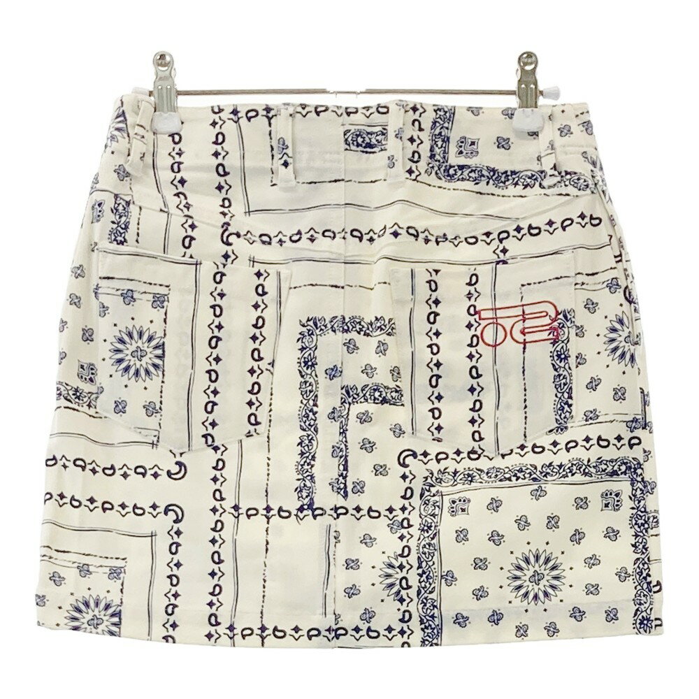 ROSASEN ロサーセン ストレッチスカート ペイズリー柄 ホワイト系 S 【中古】ゴルフウェア レディース