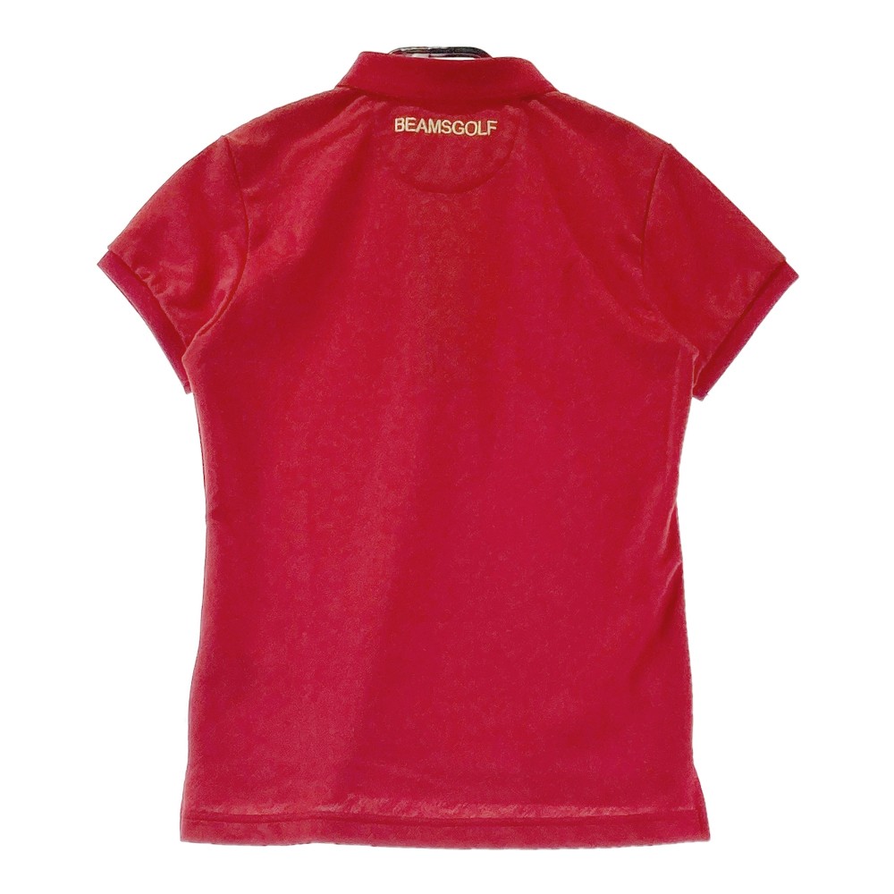 BEAMS GOLF ビームスゴルフ パープルレーベル 半袖ポロシャツ 総柄 レッド系 S 【中古】ゴルフウェア レディース