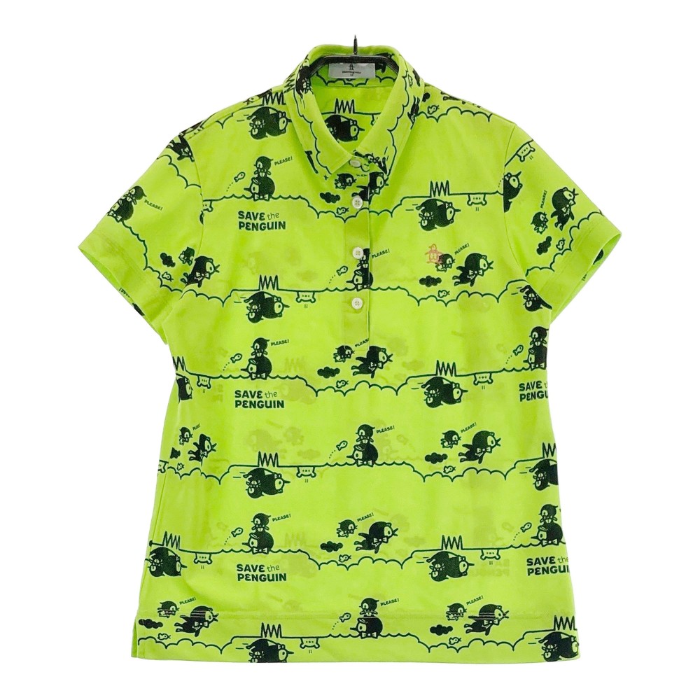 MUNSING WEAR マンシングウェア 2022年 半袖ポロシャツ 総柄 グリーン系 M 【中古】ゴルフウェア レディース