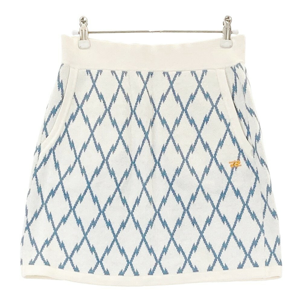 ROSASEN ロサーセン カシミヤ混 ニットスカート 総柄 ホワイト系 S 【中古】ゴルフウェア レディース