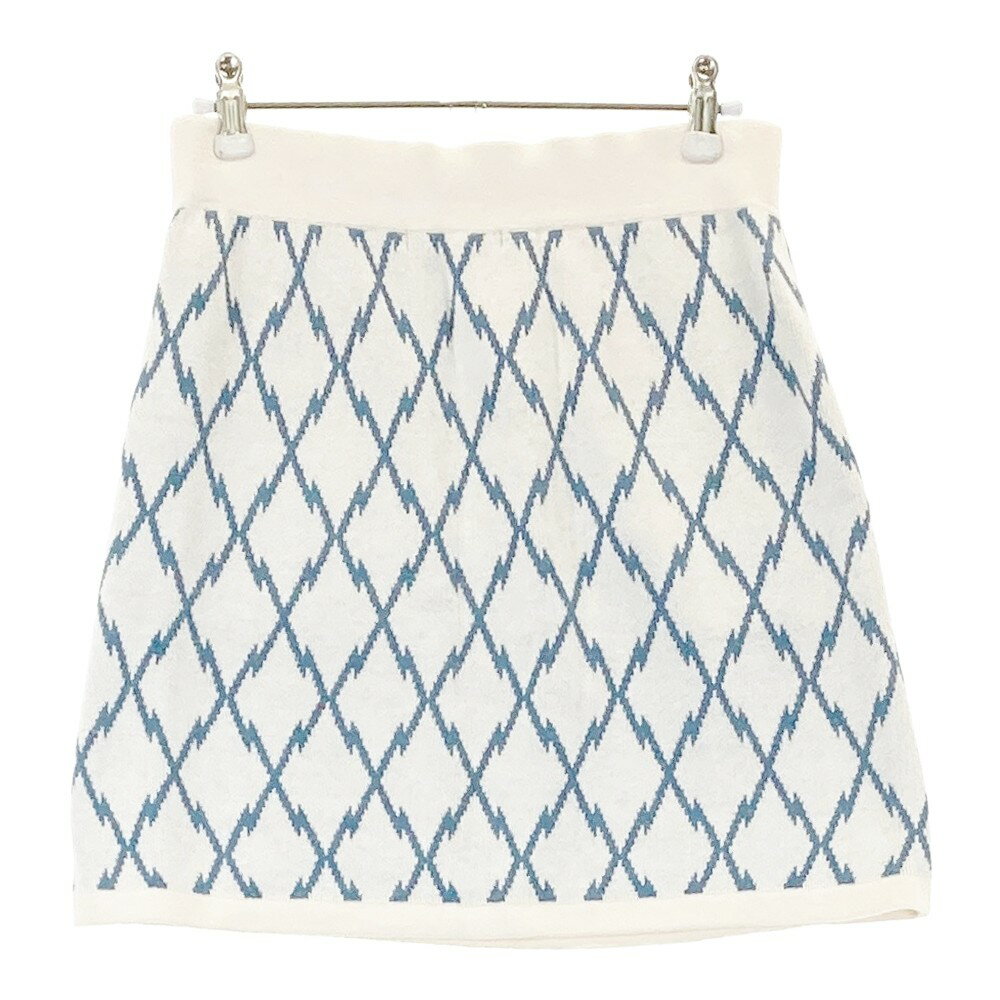 ROSASEN ロサーセン カシミヤ混 ニットスカート 総柄 ホワイト系 S 【中古】ゴルフウェア レディース