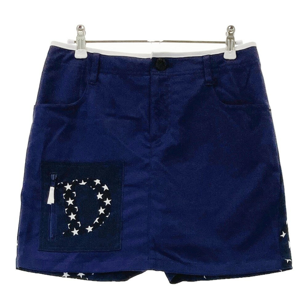 DANCE WITH DRAGON ダンスウィズドラゴン キュロットスカート 星柄 ネイビー系 2 【中古】ゴルフウェア レディース