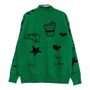 KISS ON THE GREEN キスオンザグリーン ハイネック ニットセーター グリーン系 【中古】ゴルフウェア レディース