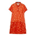 MUNSING WEAR マンシングウェア R.line 半袖ワンピース 総柄 オレンジ系 S 【中古】ゴルフウェア レディース