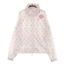 JUN&ROPE ジュン アンド ロペ フード付裏メッシュジップジャケット フラミンゴ柄 ホワイト系 M 【中古】ゴルフウェア レディース