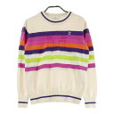 MUNSING WEAR マンシングウェア 長袖 ニットセーター ボーダー柄 ベージュ系 M 【中古】ゴルフウェア レディース