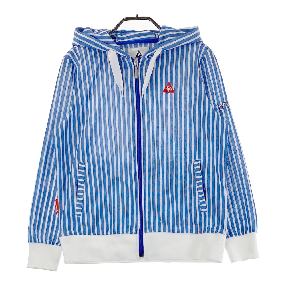 LE COQ GOLF ルコックゴルフ ジップパーカー ストライプ柄 ブルー系 M 【中古】ゴルフウェア レディース