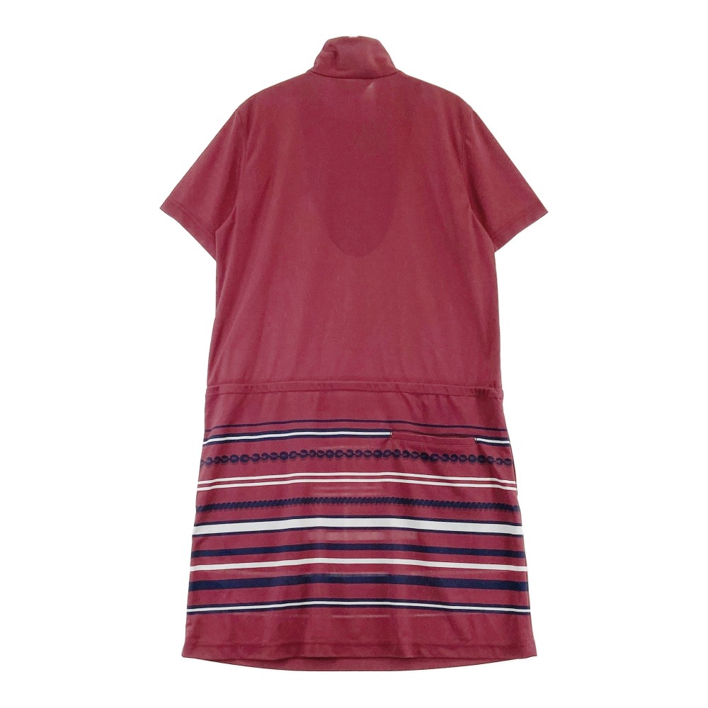 ADABAT アダバット 半袖ワンピース ボーダー柄 レッド系 36 【中古】ゴルフウェア レディース