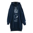 PEARLY GATES パーリーゲイツ ×PEANUTS フード付裏起毛スウェットワンピース スヌーピー柄 ネイビー系 1 【中古】ゴルフウェア レディース