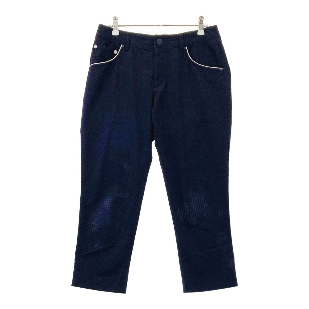 23区GOLF ニジュウサンクゴルフ クロップドパンツ ネイビー系 64 【中古】ゴルフウェア レディース