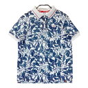 NEW BALANCE GOLF ニューバランス 半袖ポロシャツ 総柄 ネイビー系 2 【中古】ゴルフウェア レディース