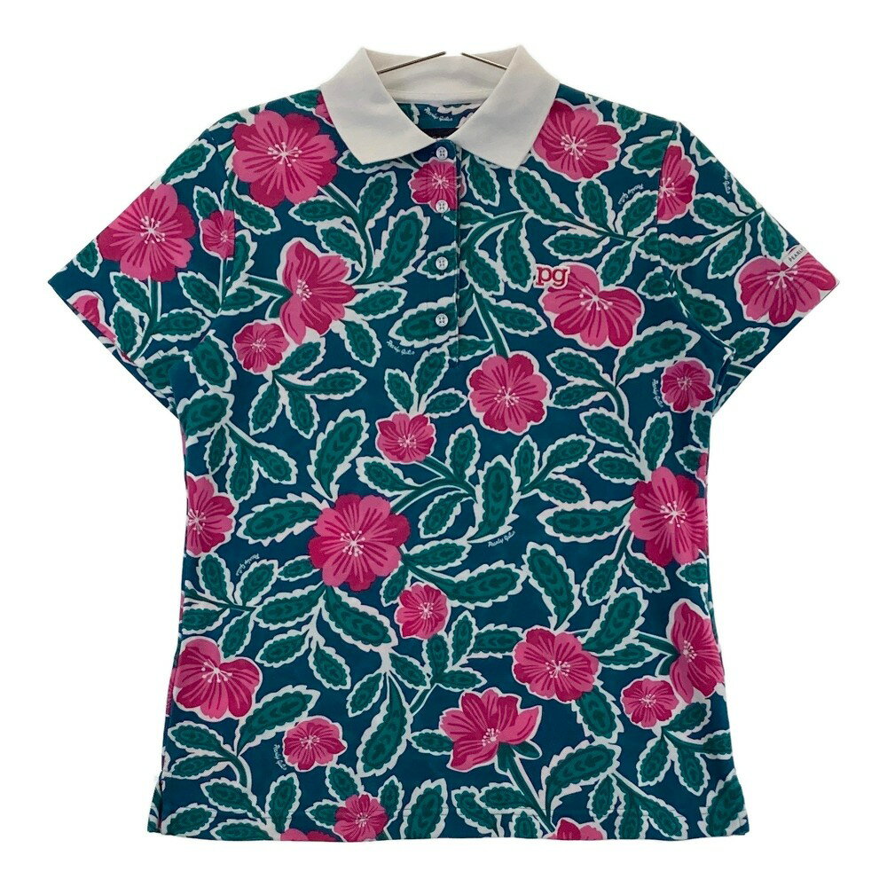 PEARLY GATES パーリーゲイツ 半袖ポロシャツ ボタニカル柄 グリーン系 1 【中古】ゴルフウェア レディース