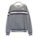 BEAMS GOLF ビームスゴルフ ニットセーター ウール混 ボーダー柄 ネイビー系 L 【中古】ゴルフウェア レディース