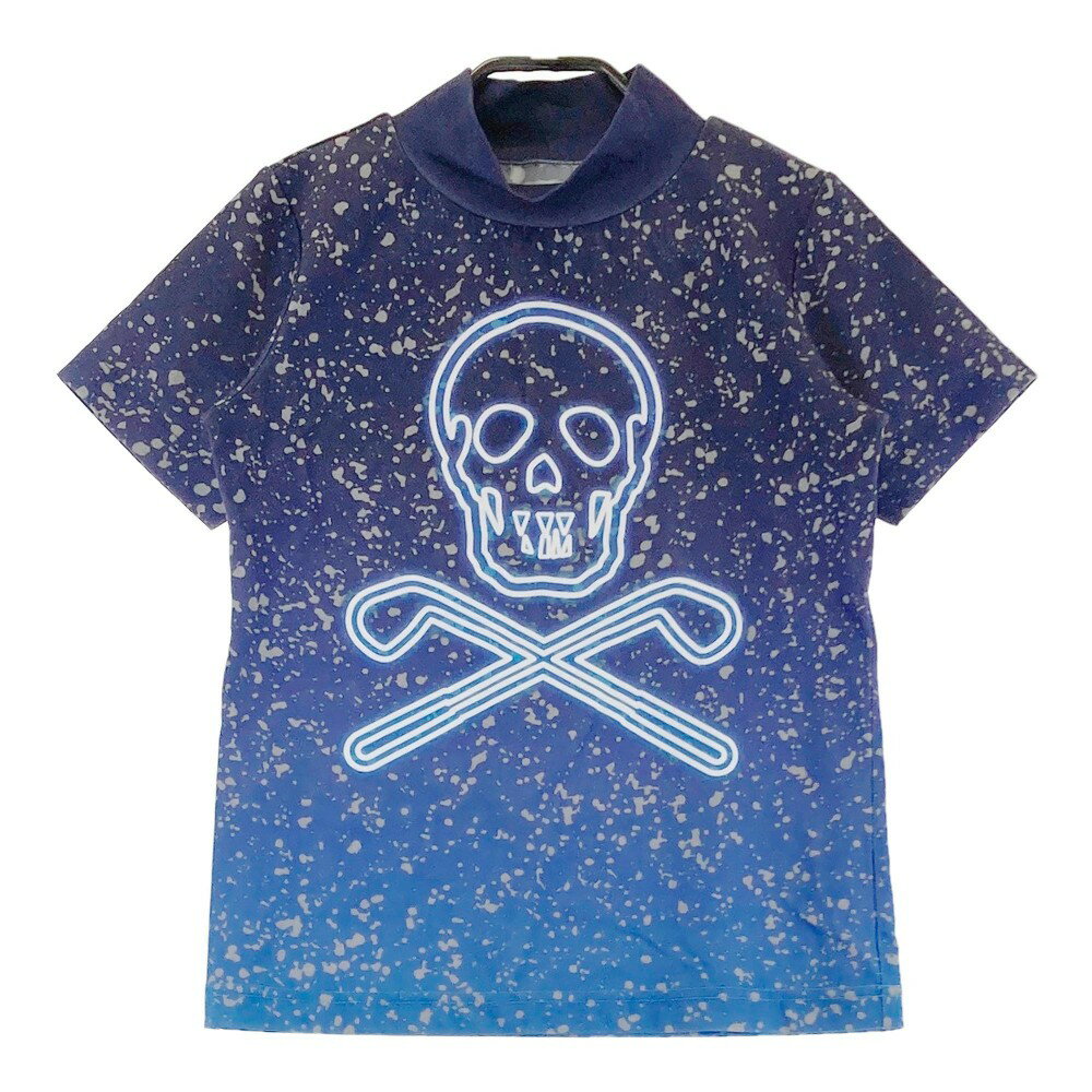 MARK&LONA マークアンドロナ ハイネック 半袖Tシャツ スカル 総柄 パープル系 36 【中古】ゴルフウェア..