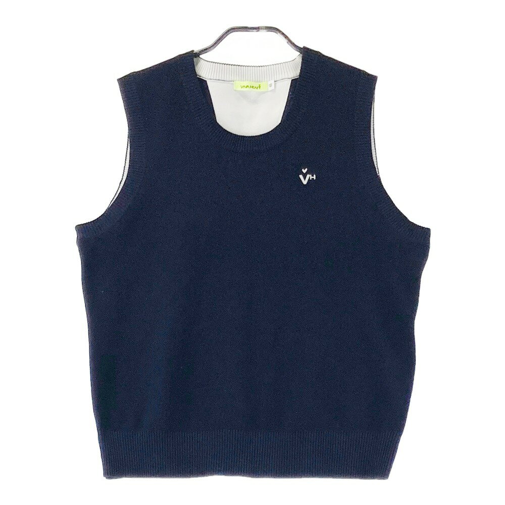 VIVA HEART ビバハート ニットベスト ネイビー系 46 【中古】ゴルフウェア レディース