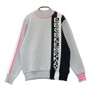 DECEMBERMAY ディセンバーメイ モックネック ニットセーター ストライプ柄 グレー系 M 【中古】ゴルフウェア レディース
