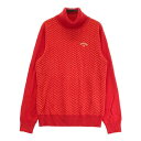 CALLAWAY キャロウェイ タートルネック ニットセーター ヘリボーン柄 レッド系 L 【中古】ゴルフウェア レディース