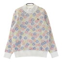 PEARLY GATES パーリーゲイツ ウール混 モックネック ニットセーター 総柄 グレー系 1 【中古】ゴルフウェア レディース