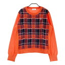 MUNSING WEAR マンシングウェア ウール ニットセーター チェック柄 オレンジ系 11 【中古】ゴルフウェア レディース