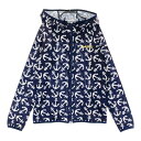 JACK BUNNY ジャックバニー フード付 ジップジャケット 総柄 ネイビー系 2 【中古】ゴルフウェア レディース