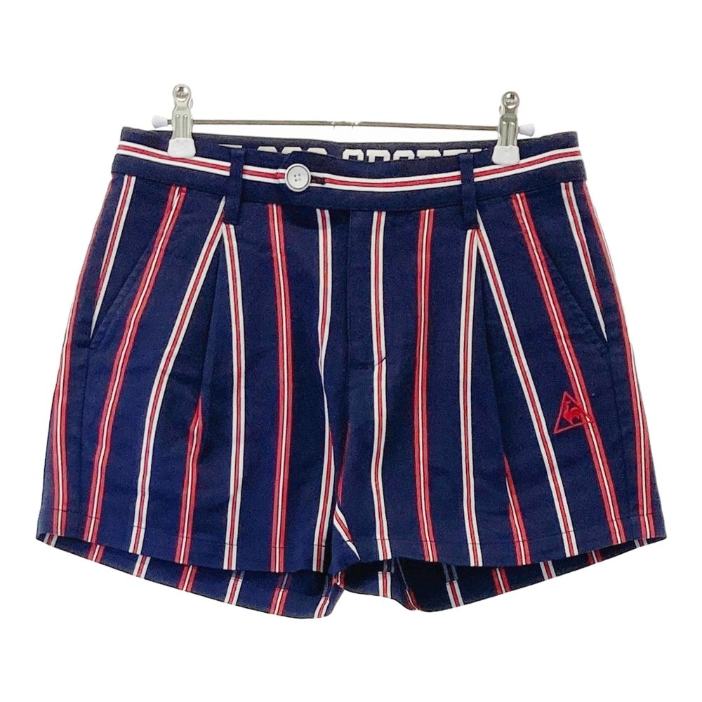 LE COQ GOLF ルコックゴルフ ショートパンツ ストライプ柄 ネイビー系 9 【中古】ゴルフウェア レディース