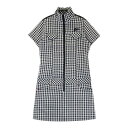 FILA GOLF フィラゴルフ ハーフジップ 半袖ワンピース シアサッカー ギンガムチェック柄 ブラック系 M 【中古】ゴルフウェア レディース